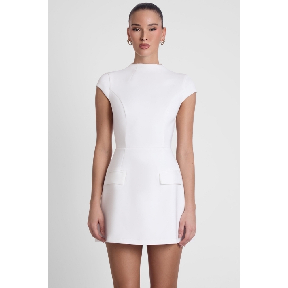 Leau Cote White Cap Sleeve Pocket Mini Dress Size XL
